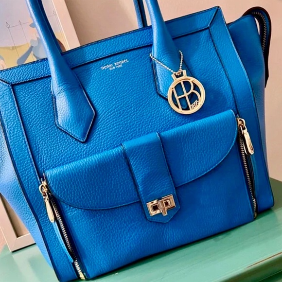 HENRI BENDEL Blue Leather Rivington Convertible Shoulder Bag, Clutch, Crossbody - Picture 4 of 11